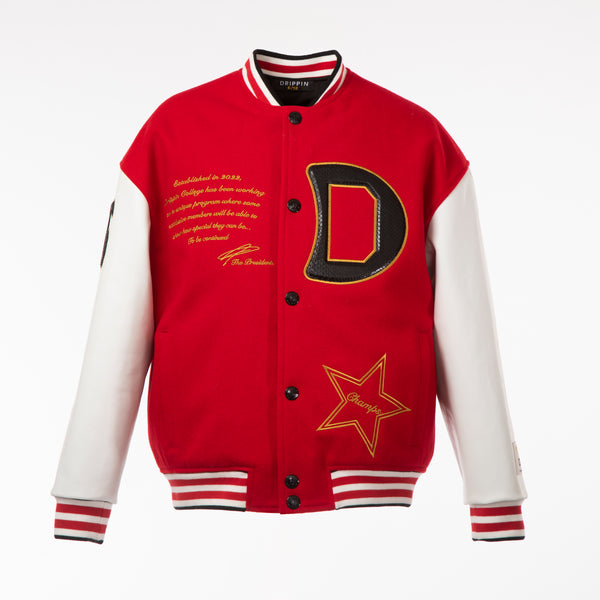 Unique red varsity jacket with python made in France by Drippin